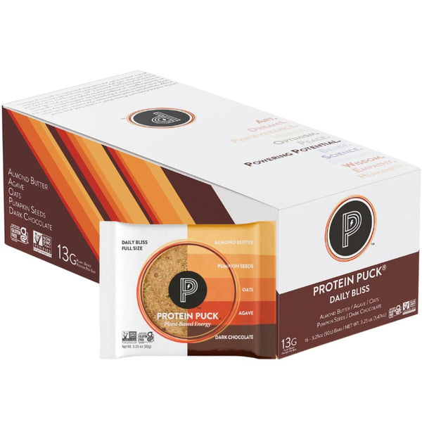 Protein Puck Plant Based Bars | 13g Vegan Protein | Gluten Free, Non-Dairy, Kosher Certified, 16 Count