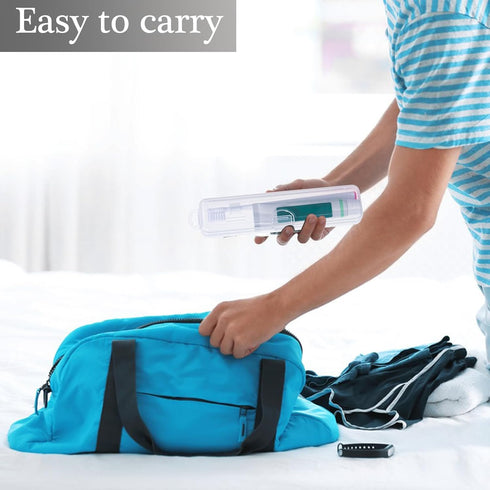 Toothbrush Travel Case 2 Pack, Clear Plastic Holder for Toothbrush & Toothpaste, Portable Size 7.87 x 1.85 x 1.18”