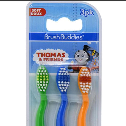 Brush Buddies Thomas & Friends Toothbrush for Kids, Soft Bristle Toddler Toothbrushes, 3PK