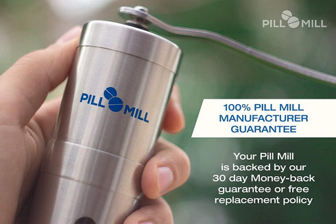 Pill Mill Pill Crusher - Crushes Multiple Tablets to Fine Powder - Metal Pill Grinder for Travel and Pets