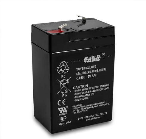 Casil 6V 5Ah Battery AGM SLA Rechargeable Battery Replaces 6V 4.5Ah for Ride on Toys, Emergency Lights