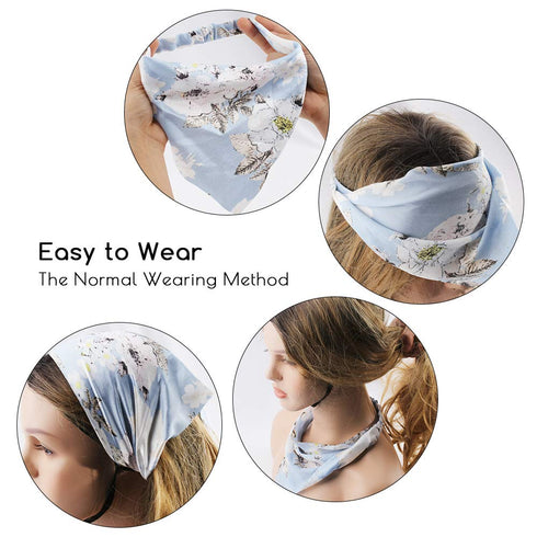 TOBATOBA Beautiful Floral Chiffon Headbands, 5 Pcs Boho Elastic Thin Fashion Headbands for Women