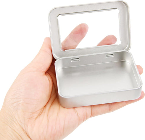 2Pack Portable Dental Floss Case with Transparent Window, Reusable Floss Holder for Travel (Silver)
