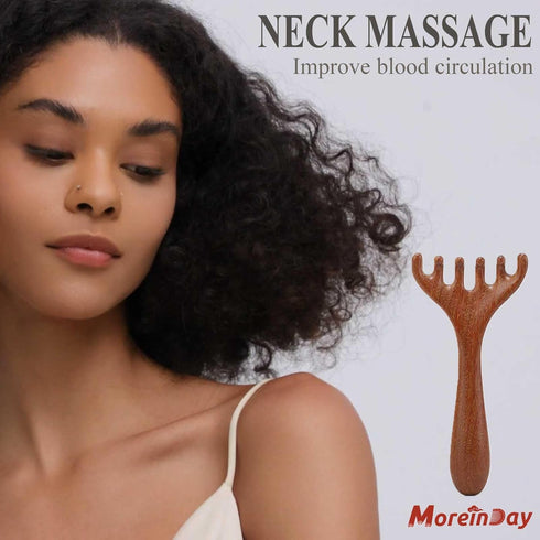Wooden Scalp Massager, Foot Massage Tool, Scalp Guasha for Stress Relax - Sandalwood