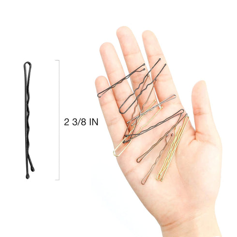 HOYOLS Bobby Pins Black, Premium Secure Hold Wavy Slide Proof Hair Styling Pins, 100 Count with Case