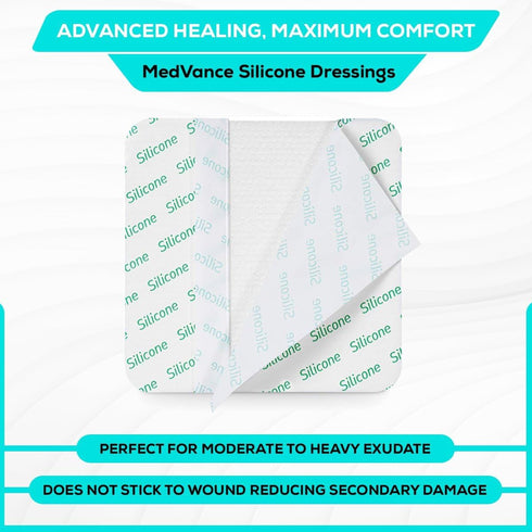 MedVance TM Silicone Adhesive Foam Absorbent Dressing, 6"x6", Box of 5