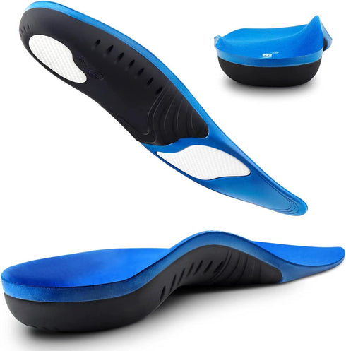 Plantar Fasciitis Insoles, High Arch Support Shoe Inserts for Men Women, Orthotics Gel Running Insoles for Flat Feet