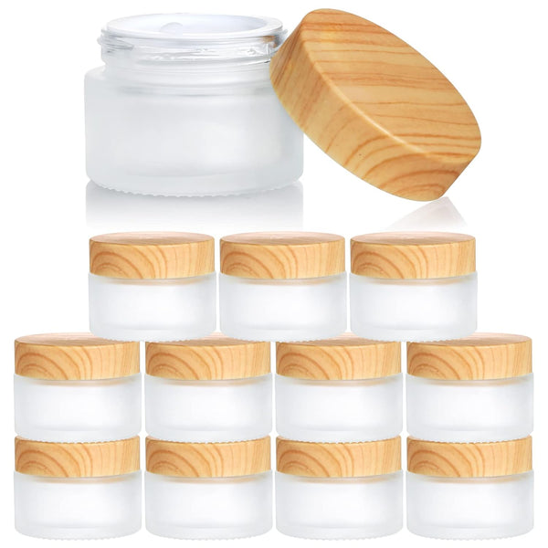 ZENFUN 12 Packs 30Ml Glass Cosmetic Containers, Round Frosted Jars with Lids for Cream, Toiletries, Lotions