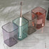 Namzi 2 Pcs,2.16 2.16 3.85inch,Reusable,Simple Pink Translucent Square Mouthwash Cups * * Design
