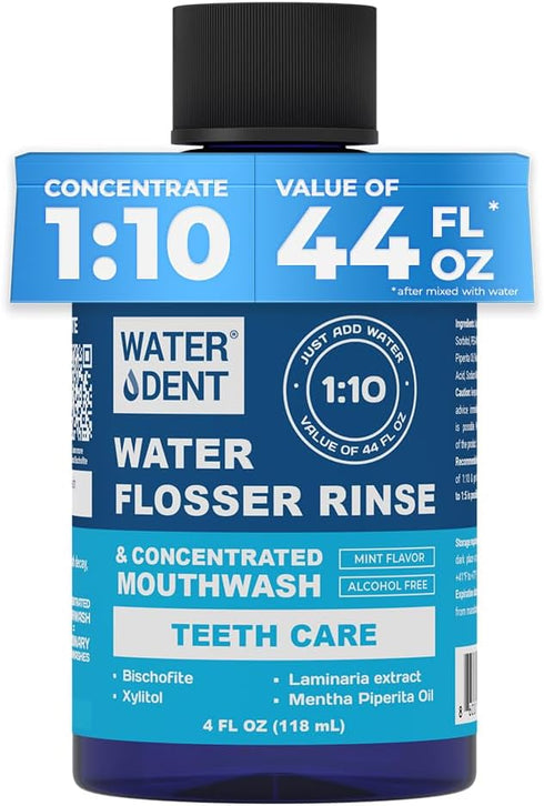 Concentrated Water Flosser Rinse, Mint Flavor, Alcohol Free, 44 fl.oz - Made in USA