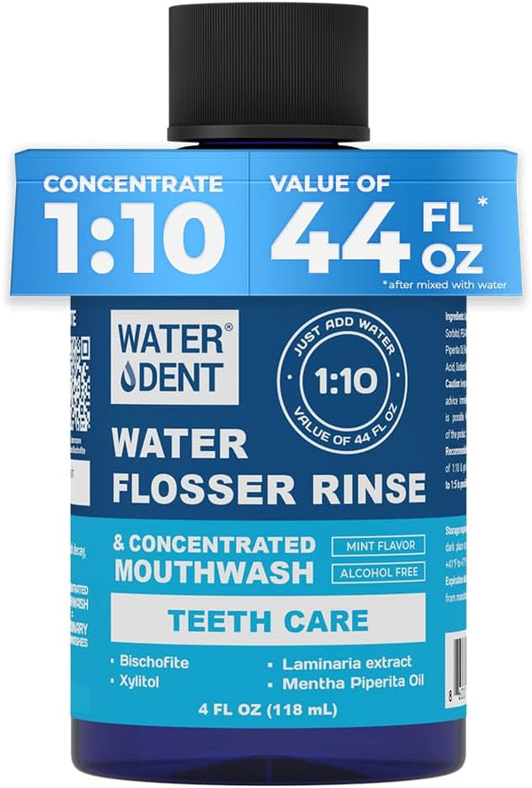 Concentrated Water Flosser Rinse, Mint Flavor, Alcohol Free, 44 fl.oz - Made in USA