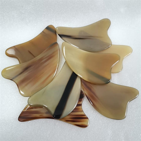 MObyat 1Pcs Natural Ox Horn Gua Sha Board Gouache Face Massager Lift Neck Body Scraping Massage Beauty Tools Physical