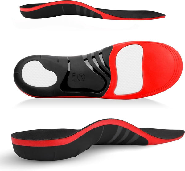 (220+lbs) Plantar Fasciitis Strong Arch Support Insoles for Men Women, Orthotic Inserts for Flat Feet Pain Relief, Black