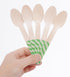 mifengda 120Pcs Christmas Disposable Wooden Spoons Green Stripe Wooden Spoons Striped Tasting Spoons Christmas Candy