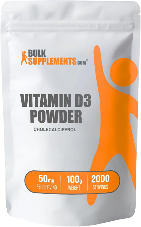 Vitamin D3 Powder by BulkSupplements.com - 5000 IU, Gluten Free, 50mg per Serving, 100g (Pack of 1)