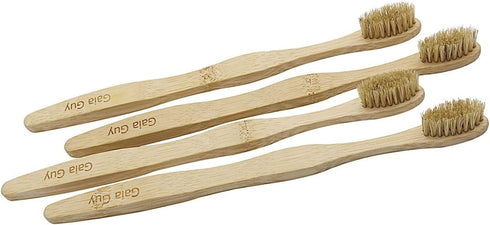 Gaia Guy Natural Bristle Bamboo Toothbrush with Boar Bristles - Biodegradable and Compostable, Zero Waste 12-Pack