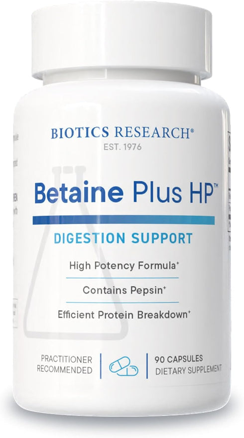 Biotics Research Betaine Plus HP, High Potency Hydrochloric Acid Supplement, 90 Capsules