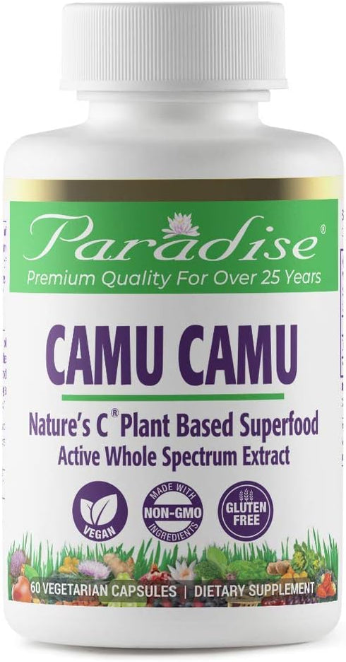 Paradise Herbs Organic Camu Camu Extract, 400 mg, Pure & Potent, Gluten Free, Non-GMO, Vegan, 60 Capsules