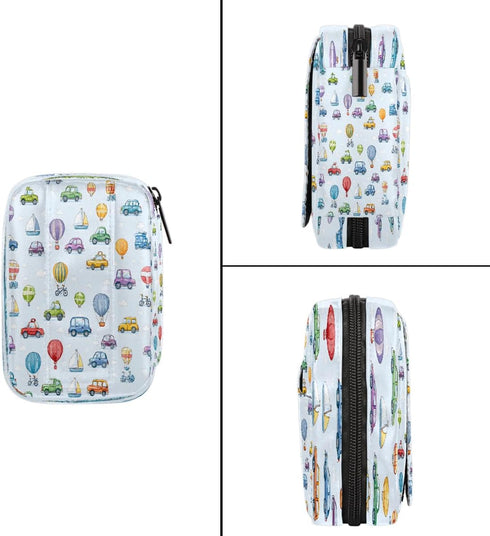 Skerhhux 7 Colorful Cartoon Cars Pill Case Travel Pill Organizer Weekly Day Portable with Zipper Medicine Box Pill Case