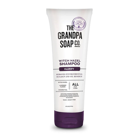 The Grandpa Soap Company Clarifying Witch Hazel Shampoo, 8 Fl Oz, Vegan, Removes Buildup with Lavender Flower