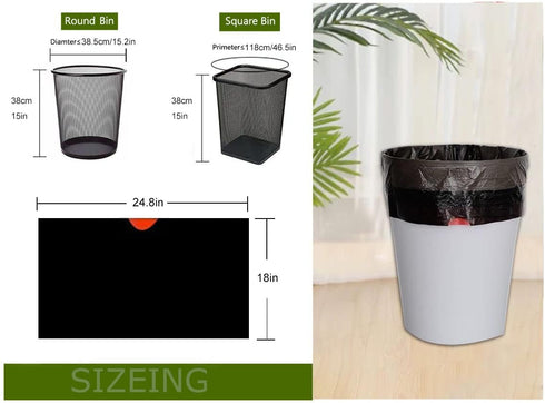 Medium Drawstring Garbage Bag, 6-7 Gallon Black Trash Bag, 100 Counts, 0.67 Mil