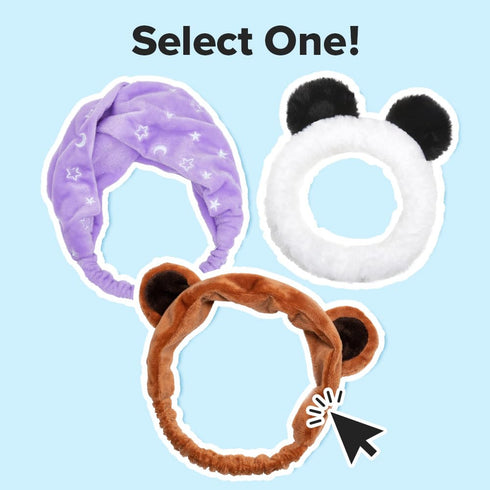 I DEW CARE Face Wash Headband - White Cat Design for Washing, Cleansing, Spa, Quick Dry, Reusable