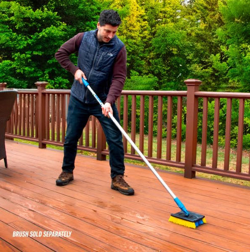Unger Professional Lock-On Wood & Composite Deck Brush, Scrub for Outdoor Decks with Durable Dual-Bristle, Swivel Deck