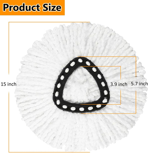 8-Pack Spin Mop Replacement Heads, 100% Microfiber Spin Mop Refills Heads for Easy Wring, 360°Micro Replacement Mop Head for Easy House Cleaning Floor Mopping - (White)