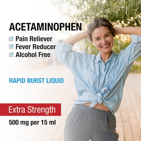 Puregen Labs Adult Extra Strength Acetaminophen Liquid 500mg/15ml - 8 fl oz Pain Reliever/Fever Reducer, Cherry Flavor