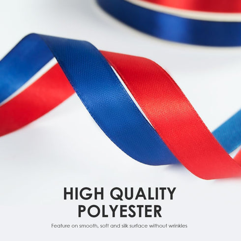 3/8" Wide x 100 Yards Red Single Face Polyester Satin Ribbon for Crafts, Gift, Hair Bows, Wedding Party Decoration