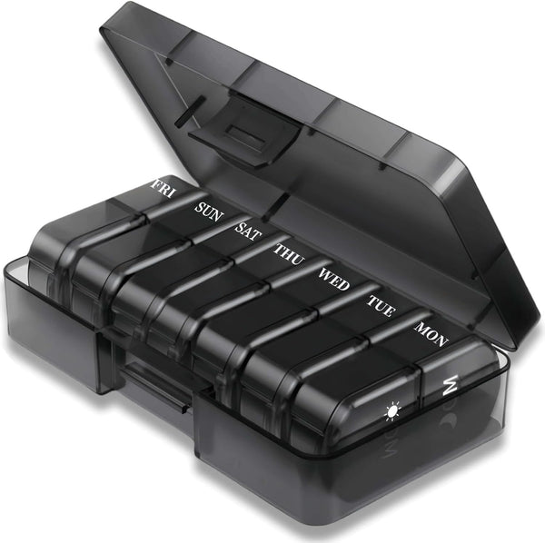GyOnyx Weekly Pill Organizer 2 Times a Day, Portable Travel 7 Day Morning