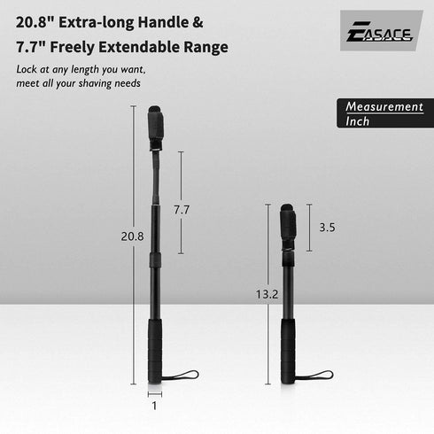 Razor Extension Shaver Handle, Adjustable Length Groomer for Leg and Body, Hair Brush Handle for Wet or Dry Brushing