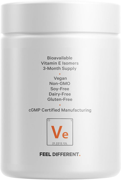 Codeage Liposomal Vitamin E Supplement, 90 Capsules - All Vitamin E Tocopherols, Antioxidant, 3-Month Supply