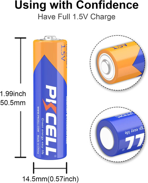 PKCELL AA LR06 Batteries, 1.5V High Performance Disposable, 12 Pack for Keyboards, Clocks, Toys
