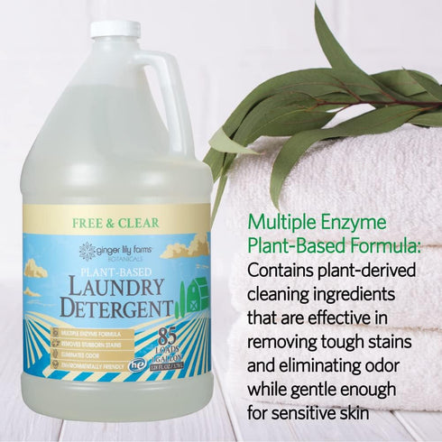 Ginger Lily Farms Botanicals Plant-Based Liquid Laundry Detergent, Free & Clear, Concentrated Formula, HE Compatible,