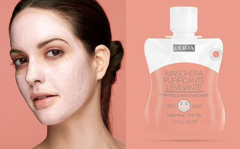 Pupa Milano Purifying And Smoothing Face Mask - Pore-Minimizing Skin Treatment - Helps Remove Impurities To Reveal Smooth Complexion - Contains Cherry Blossom To Restore Hydration - Pink Clay - 1 Oz