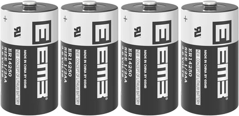 EEMB 4Pack ER14250 1/2AA 3.6V Lithium Battery Li-SOCL2 Non-Rechargeable for Dog Collar, Sensor, Alarm