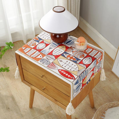Nvzi -c 1 piece color woven jacquard bedside table, bucket cabinet cover cloth,