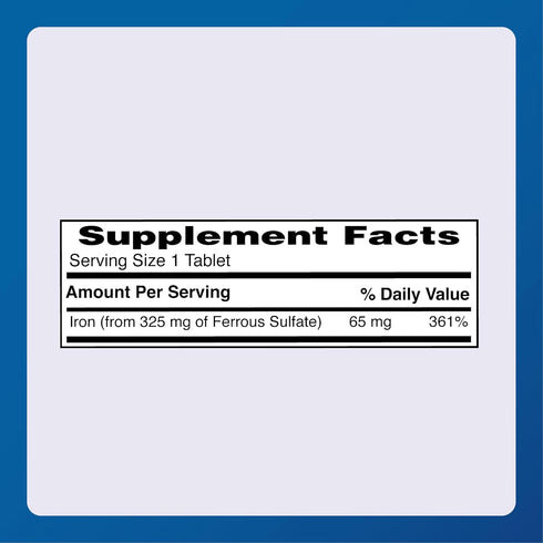 Major Ferosul Ferrous Sulfate 325mg Tablets, 100 Tablets, Iron Supplement for Women and Men
