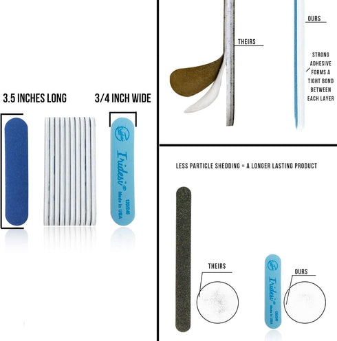 Professional Mini Blue Finger Nail Files, 120/240 Washable Emery Boards, 12 Fingernail Files Per Pack