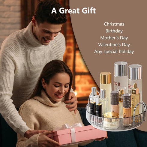 Rotating Makeup Organizer for Vanity, Spinning Cosmetics Storage Rack for Bathroom Countertop, Skincare Holder (1 Tier,