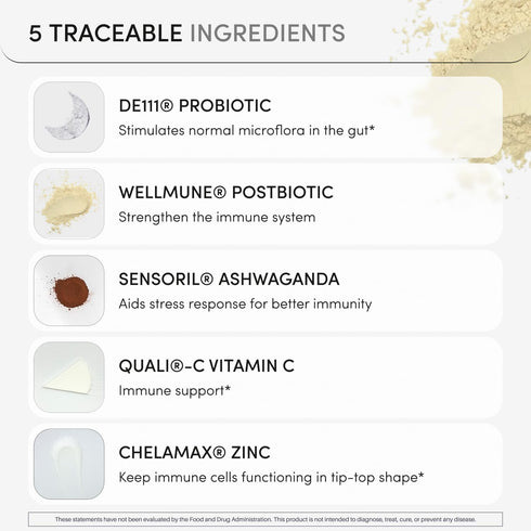 Immune DE111, Immunity, 60 Ready To Defend & Gut Support Spore Probiotic Beta Glucan, Ashwagandha Supports Gut Health