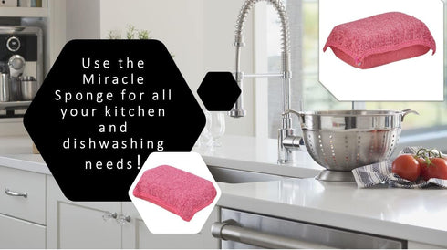 Miracle Microfiber Scrubbing Sponge, Red Extra Scrubbing Power, Super Absorbent Kitchen Sponge, 12-Pack by Superio