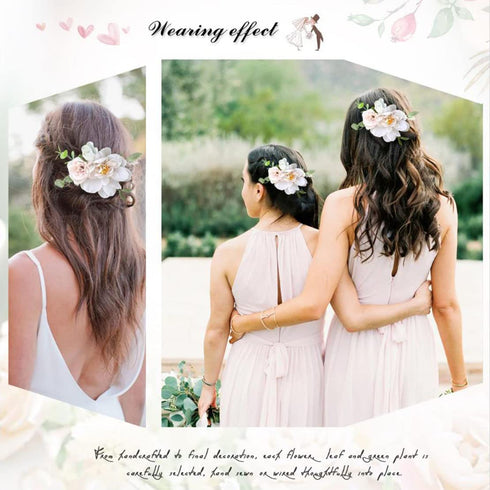 Silver Wedding Rose Flower Hair Comb Bridal Floral Headpiece for Brides and Bridesmaids - Christmas Hair Accessories