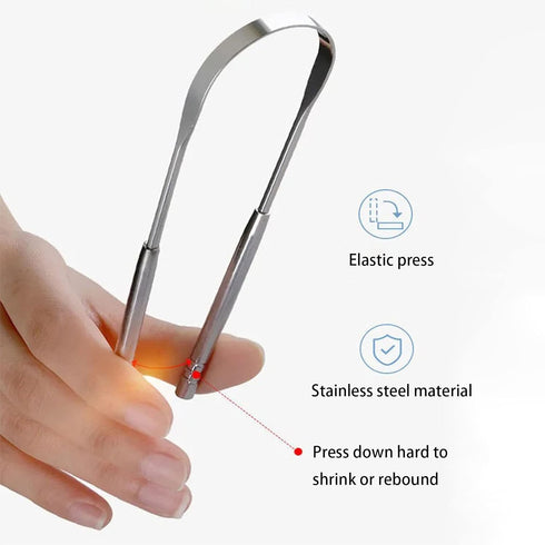 Yiwafu 2 Pack Tongue Scraper,Stainless Steel Tongue Cleaners,Tongue Scraper for Adults, Reduce Bad Breath and Fresh