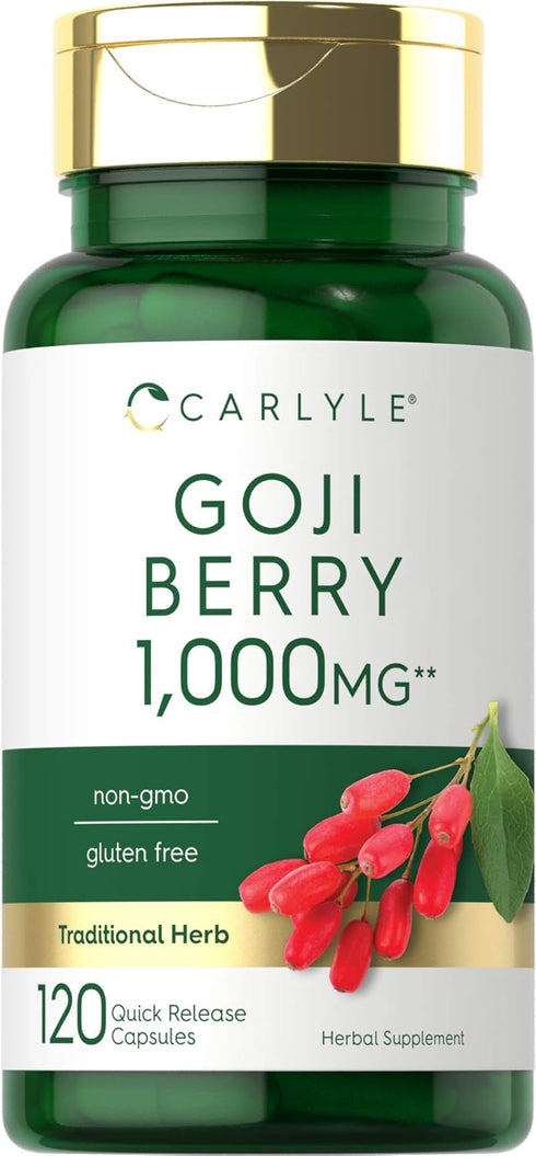 Carlyle Goji Berry 1000mg | 120 Capsules | Non-GMO, Gluten Free | Concentrated Extract from Wolfberry Plant