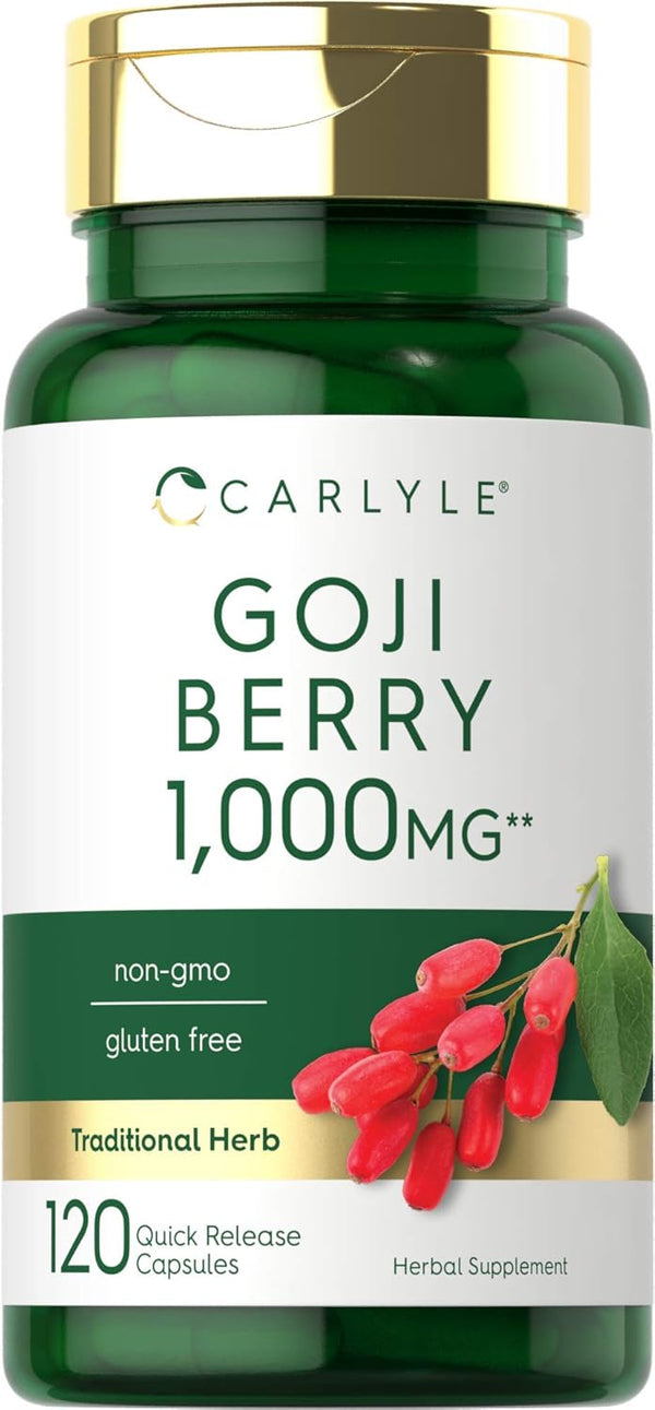 Carlyle Goji Berry 1000mg | 120 Capsules | Non-GMO, Gluten Free | Concentrated Extract from Wolfberry Plant