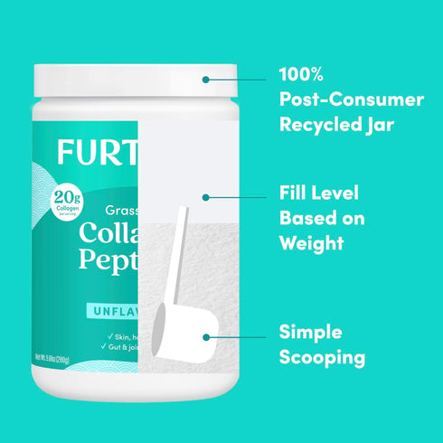 Further Food Unflavored Collagen Peptides Powder - 9.88 oz, Grass-Fed Protein for Gut Health, Hair & Skin