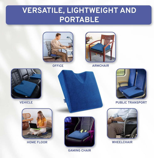 Wedge Pillow for Office Chair and Car Seat Cushion, Medium Firm Memory Foam Seat Pad for Tailbone and Hip Pain Relief