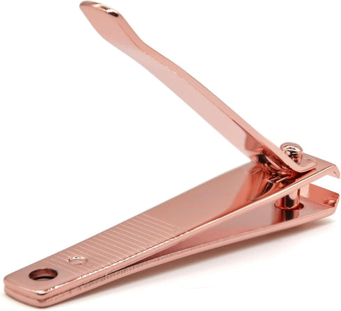 PrettyClaw Nail Clippers Sharp Edge Fingernail and Toenail Clipper Cutter Thick Nail Trimmer Stainless Steel for Manicure and Pedicure (Rose Gold, Straight Edge)